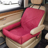 Waterproof Dog Car Seat Bed for Front Passenger Seat, Portable Pet Car Booster Seat with Anti-Slip Base and Soft Bolster, Travel Dog Bed for Small Pets, Machine Washable Pet Seat Protector for Cars (Red)