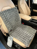 USB-Powered Heated Seat Cushion with Plush Faux Rabbit Fur, Anti-Slip Base, and Foldable Backrest – Ideal for Office Chairs, Car Seats, and Outdoor Camping Chairs in Rock Gray, Cherry Pink, and Fallen Yellow. (45×45×4cm, Grey)