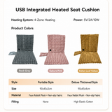 USB-Powered Heated Seat Cushion with Plush Faux Rabbit Fur, Anti-Slip Base, and Foldable Backrest – Ideal for Office Chairs, Car Seats, and Outdoor Camping Chairs in Rock Gray, Cherry Pink, and Fallen Yellow. (90×45×2cm, Pink)