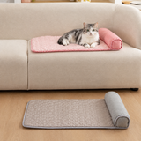 Cooling Pet Mat with Bolster Pillow for Cats and Dogs, Breathable Summer Rest Bed with Anti-Slip Base for Home, Car, Sofa, and Floor Use (Light Blue, L (80*60cm))