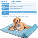 Cooling Pet Mat with Bolster Pillow for Cats and Dogs, Breathable Summer Rest Bed with Anti-Slip Base for Home, Car, Sofa, and Floor Use (Pink, L(80*60cm))