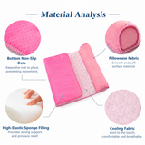 Cooling Pet Mat with Bolster Pillow for Cats and Dogs, Breathable Summer Rest Bed with Anti-Slip Base for Home, Car, Sofa, and Floor Use (Pink, L(80*60cm))