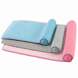 Cooling Pet Mat with Bolster Pillow for Cats and Dogs, Breathable Summer Rest Bed with Anti-Slip Base for Home, Car, Sofa, and Floor Use (Pink, M(70*50cm))