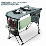 Foldable Pet Grooming Table with Stainless Steel Frame and Breathable Mesh Surface for Bathing Nail Trimming Hair Drying Ear Cleaning and Daily Coat Care at Home or Outdoors (4 Hole Pink (Large))