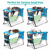 Foldable Pet Grooming Table with Stainless Steel Frame and Breathable Mesh Surface for Bathing Nail Trimming Hair Drying Ear Cleaning and Daily Coat Care at Home or Outdoors (6 Hole Black (Large))