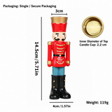 Handmade Resin Nutcracker Soldier Christmas Candle Holder Festive Desktop Decoration for Holiday Home Decor Living Room Bedroom Tabletop Ornament (Green)