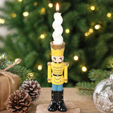 Handmade Resin Nutcracker Soldier Christmas Candle Holder Festive Desktop Decoration for Holiday Home Decor Living Room Bedroom Tabletop Ornament (Red)