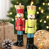 Handmade Resin Nutcracker Soldier Christmas Candle Holder Festive Desktop Decoration for Holiday Home Decor Living Room Bedroom Tabletop Ornament (Red)