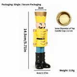 Handmade Resin Nutcracker Soldier Christmas Candle Holder Festive Desktop Decoration for Holiday Home Decor Living Room Bedroom Tabletop Ornament (Red)