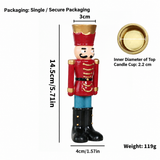 Handmade Resin Nutcracker Soldier Christmas Candle Holder Festive Desktop Decoration for Holiday Home Decor Living Room Bedroom Tabletop Ornament (SkyBlue)