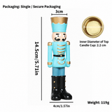 Handmade Resin Nutcracker Soldier Christmas Candle Holder Festive Desktop Decoration for Holiday Home Decor Living Room Bedroom Tabletop Ornament (Yellow)