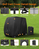 Heavy Duty 420D Oxford Golf Cart Cover with PU Coating, Waterproof Windproof UV-Resistant Storage Protection for 4-Seater and 2+2 Passenger Carts, Includes Storage Bag, Secure Side Zipper Access and Elastic Bottom (112*54*66inch, 210D)