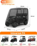 Heavy Duty 420D Oxford Golf Cart Cover with PU Coating, Waterproof Windproof UV-Resistant Storage Protection for 4-Seater and 2+2 Passenger Carts, Includes Storage Bag, Secure Side Zipper Access and Elastic Bottom (112*48*73inch, 420D)