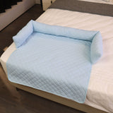 Cooling Quilted Pet Bed Mat with Bolsters for Summer, Soft Rectangular Sofa Cover Pad for Small to Large Dogs and Cats (Light Green, 70*70cm)