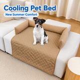 Cooling Quilted Pet Bed Mat with Bolsters for Summer, Soft Rectangular Sofa Cover Pad for Small to Large Dogs and Cats (LightGrey, 90*90cm)