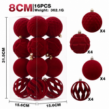 Luxury Flocked Christmas Balls Set for Holiday Tree Hanging, Festive Home Decor, Seasonal Party Ornament, Elegant Velvet Baubles (Burgundy)