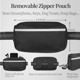 Hands-Free Dog Walking Belt with Bungee Leash and Reflective Waist Pouch Set for Running Jogging and Outdoor Adventures with Dogs (Black)