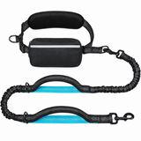 Hands-Free Dog Walking Belt with Bungee Leash and Reflective Waist Pouch Set for Running Jogging and Outdoor Adventures with Dogs (Grey)