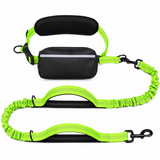 Hands-Free Dog Walking Belt with Bungee Leash and Reflective Waist Pouch Set for Running Jogging and Outdoor Adventures with Dogs (Grey)