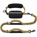 Hands-Free Dog Walking Belt with Bungee Leash and Reflective Waist Pouch Set for Running Jogging and Outdoor Adventures with Dogs (Grey)