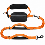 Hands-Free Dog Walking Belt with Bungee Leash and Reflective Waist Pouch Set for Running Jogging and Outdoor Adventures with Dogs (Khaki)