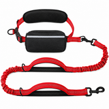 Hands-Free Dog Walking Belt with Bungee Leash and Reflective Waist Pouch Set for Running Jogging and Outdoor Adventures with Dogs (Khaki)