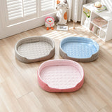Cooling Ice Silk Pet Bed for Small Dogs and Cats, Breathable Summer Nest with Washable Cushion, Anti-Slip Bottom, Indoor Lounging and Resting (Blue, L(70*58cm))