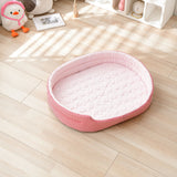 Cooling Ice Silk Pet Bed for Small Dogs and Cats, Breathable Summer Nest with Washable Cushion, Anti-Slip Bottom, Indoor Lounging and Resting (Blue, L(70*58cm))