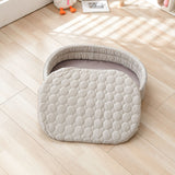Cooling Ice Silk Pet Bed for Small Dogs and Cats, Breathable Summer Nest with Washable Cushion, Anti-Slip Bottom, Indoor Lounging and Resting (Blue, M(60*48cm))