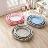 Cooling Ice Silk Pet Bed for Small Dogs and Cats, Breathable Summer Nest with Washable Cushion, Anti-Slip Bottom, Indoor Lounging and Resting (Blue, S(50*37cm))