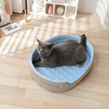 Cooling Ice Silk Pet Bed for Small Dogs and Cats, Breathable Summer Nest with Washable Cushion, Anti-Slip Bottom, Indoor Lounging and Resting (LightGrey, S(50*37cm))