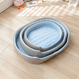 Cooling Ice Silk Pet Bed for Small Dogs and Cats, Breathable Summer Nest with Washable Cushion, Anti-Slip Bottom, Indoor Lounging and Resting (Pink, L(70*58cm))