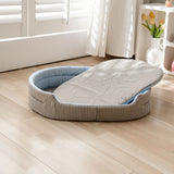 Cooling Ice Silk Pet Bed for Small Dogs and Cats, Breathable Summer Nest with Washable Cushion, Anti-Slip Bottom, Indoor Lounging and Resting (Pink, M(60*48cm))