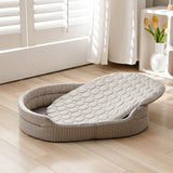 Cooling Ice Silk Pet Bed for Small Dogs and Cats, Breathable Summer Nest with Washable Cushion, Anti-Slip Bottom, Indoor Lounging and Resting (Pink, S(50*37cm))