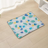 Cooling Pet Mat for Dogs and Cats, Breathable Ice Silk Summer Bed Pad with Non-Slip Base, Washable Comfortable Resting Cushion for Indoor Floors Sofas and Pet Crates (Blue Snowflake & Paw Print, L)