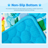 Cooling Pet Mat for Dogs and Cats, Breathable Ice Silk Summer Bed Pad with Non-Slip Base, Washable Comfortable Resting Cushion for Indoor Floors Sofas and Pet Crates (Blue Tropical Style, XL)
