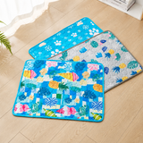 Cooling Pet Mat for Dogs and Cats, Breathable Ice Silk Summer Bed Pad with Non-Slip Base, Washable Comfortable Resting Cushion for Indoor Floors Sofas and Pet Crates (Blue Tropical Style, XL)