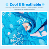 Cooling Pet Mat for Dogs and Cats, Breathable Ice Silk Summer Bed Pad with Non-Slip Base, Washable Comfortable Resting Cushion for Indoor Floors Sofas and Pet Crates (Grey Tropical Style, L)