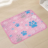 Cooling Pet Mat for Dogs and Cats, Breathable Ice Silk Summer Bed Pad with Non-Slip Base, Washable Comfortable Resting Cushion for Indoor Floors Sofas and Pet Crates (Grey Tropical Style, M)
