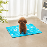 Cooling Pet Mat for Dogs and Cats, Breathable Ice Silk Summer Bed Pad with Non-Slip Base, Washable Comfortable Resting Cushion for Indoor Floors Sofas and Pet Crates (Grey Tropical Style, S)