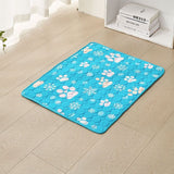 Cooling Pet Mat for Dogs and Cats, Breathable Ice Silk Summer Bed Pad with Non-Slip Base, Washable Comfortable Resting Cushion for Indoor Floors Sofas and Pet Crates (Pink Snowflake & Paw Print, L)