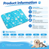 Cooling Pet Mat for Dogs and Cats, Breathable Ice Silk Summer Bed Pad with Non-Slip Base, Washable Comfortable Resting Cushion for Indoor Floors Sofas and Pet Crates (Pink Snowflake & Paw Print, M)