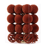 24-Piece Flocked Christmas Ball Ornament Set in Four Textured Styles, 4cm Hanging Decors for Holiday Tree, Festive Scene Display and Tabletop Atmosphere Enhancement (DarkGreen)