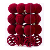 6cm Flocked Christmas Balls Set of 24 with Metal Hangers, Four Textured Styles in Wine Red, Cream White, Pink, Dark Green and Caramel Brown for Tree and Tabletop Holiday Displays (Beige)