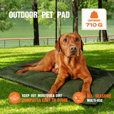 Versatile Waterproof Outdoor Pet Mat for Camping Travel and Home Use with Foldable Portable Design and Anti-Slip Base for Dogs and Cats (DarkGreen)
