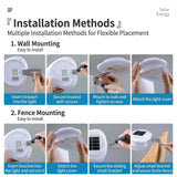Solar Powered Fence Light with Durable ABS+PC Housing, Monocrystalline Silicon Panel, and Adjustable Mounting Clip for Outdoor Garden, Patio, Deck, and Walkway Illumination in Warm White or Cool White (4PCS, Black Housing‑Warm White Light)