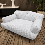Cooling Pet Sofa Bed for Cats and Dogs, Breathable Ice Silk Bean Fabric with Supportive Edges, Removable Washable Cover, Non-Slip Bottom, Ideal for Summer Lounging in Living Rooms and Bedrooms (Light Blue, M)