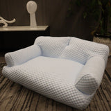 Cooling Pet Sofa Bed for Cats and Dogs, Breathable Ice Silk Bean Fabric with Supportive Edges, Removable Washable Cover, Non-Slip Bottom, Ideal for Summer Lounging in Living Rooms and Bedrooms (Light Grey, XL)