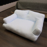 Cooling Pet Sofa Bed for Cats and Dogs, Breathable Ice Silk Bean Fabric with Supportive Edges, Removable Washable Cover, Non-Slip Bottom, Ideal for Summer Lounging in Living Rooms and Bedrooms (Light Grey, XL)