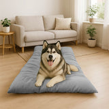 Extra Large Summer Cooling Mat for Dogs and Cats, Ultra Soft Thick Polyester Pet Bed Pad with Anti-Slip Bottom, Breathable Quilted Lounge Mat for Indoor Floor and Crate Use (Grey, XL)